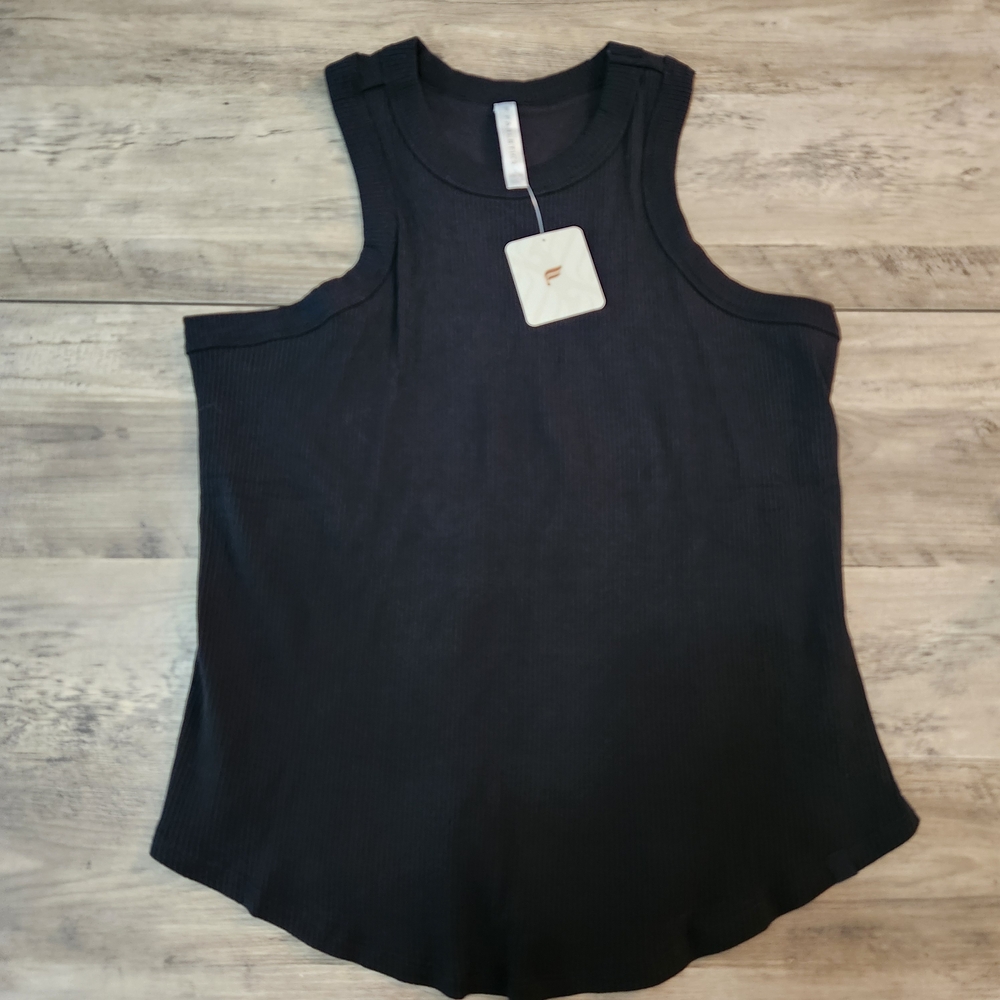 Fabletics Women's XXL/1X Black Ribbed Racer Back Tank Top
